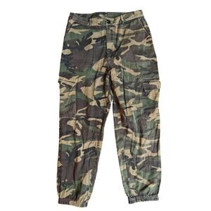 Camo Cargo Jogger Pants Elastic Hem Size Large
